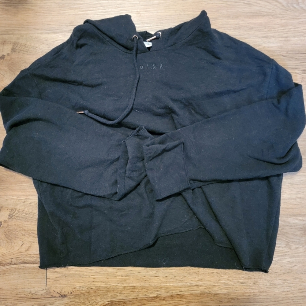 Pink Victoria Secret Black Hoodie Sz Large